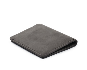 Flat leather wallet isolated