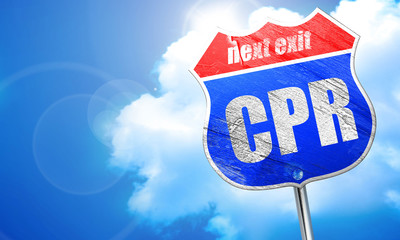 cpr, 3D rendering, blue street sign