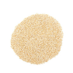 Pile of grain quinoa seeds isolated
