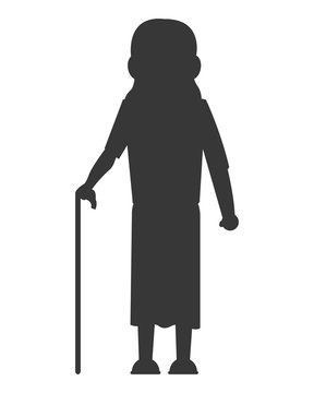 recommend clip art: flat design senior woman with cane icon vector illustration