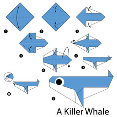 step by step instructions how to make origami A Killer Whale.