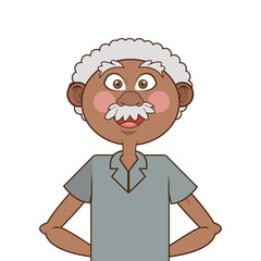 flat design dark skin senior man icon vector illustration