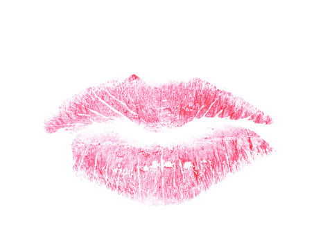 Red lipstick kiss mark isolated