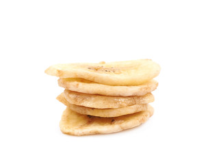 Baked banana chip slice isolated