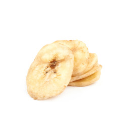 Baked banana chip slice isolated