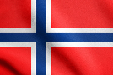 Fototapeta premium Flag of Norway waving in wind with fabric texture