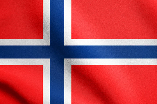 Flag of Norway waving in wind with fabric texture