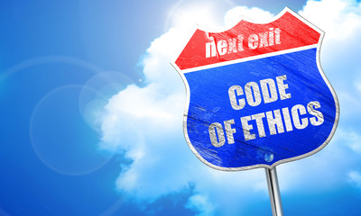 code of ethics, 3D rendering, blue street sign