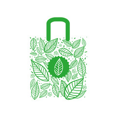 Nature and spring concept represented by leaf and shopping bag icon. Isolated and flat illustration