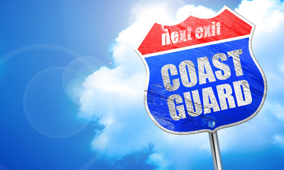 coast guard, 3D rendering, blue street sign