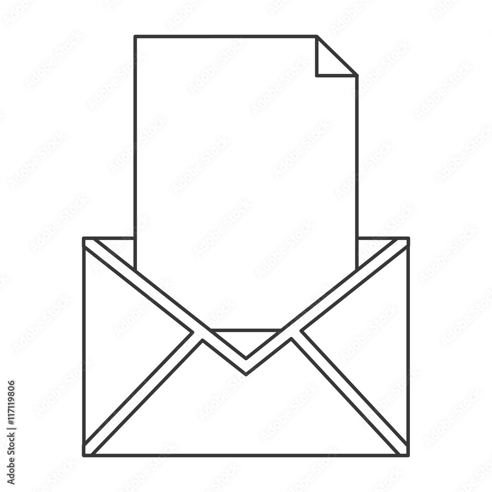 Poster flat design simple envelope with paper icon vector illustration