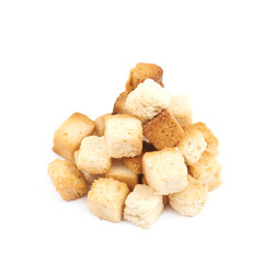 Pile of garlic croutons isolated