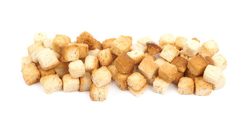 Pile of garlic croutons isolated