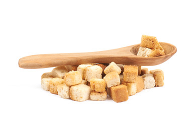 Pile of garlic croutons isolated