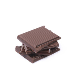 Pile of chocolate bar pieces isolated