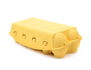 Yellow egg carton isolated