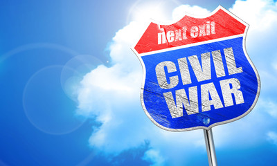 civil war, 3D rendering, blue street sign