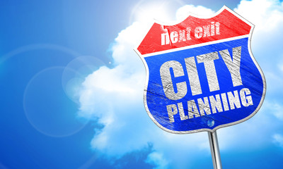 city planning, 3D rendering, blue street sign