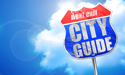 city guide, 3D rendering, blue street sign