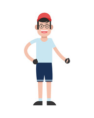 flat design man standing wearing shorts icon vector illustration
