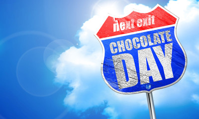 chocolate day, 3D rendering, blue street sign