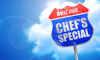 chef's special, 3D rendering, blue street sign