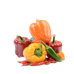 Pile of peppers isolated