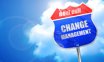 change management, 3D rendering, blue street sign