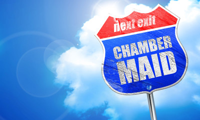 chamber maid, 3D rendering, blue street sign