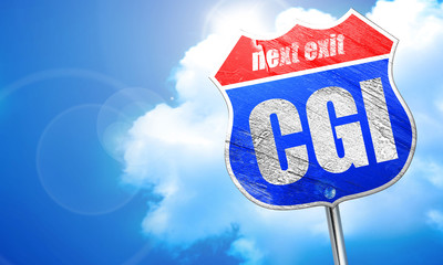 cgi, 3D rendering, blue street sign