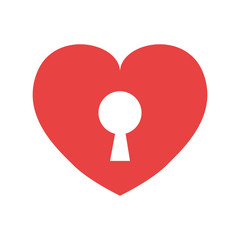 Love concept represented by padlock and heart shape icon. Isolated and flat illustration