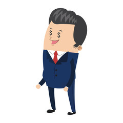 flat design cute businessman with dollar sign eyes icon vector illustration