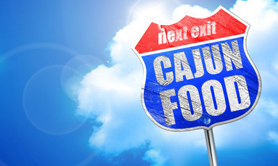 cajun food, 3D rendering, blue street sign