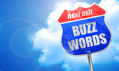 buzzword, 3D rendering, blue street sign