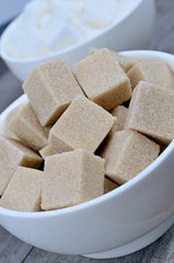 Ceramic bowls with sugar cubes
