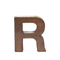 Single sawn wooden letter isolated