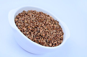 Bowl with brown buckwheat