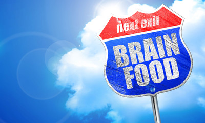 brain food, 3D rendering, blue street sign