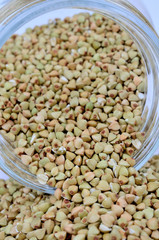 Obraz premium Jar with green buckwheat