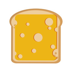 flat design bread slice with cheese icon vector illustration
