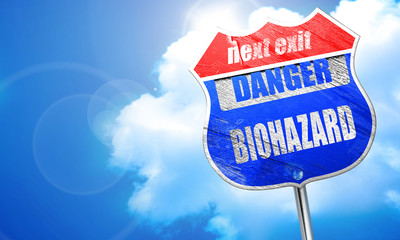 Biohazard sign background, 3D rendering, blue street sign
