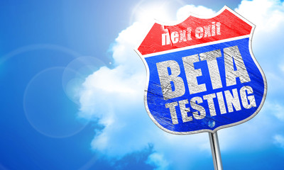 beta testing, 3D rendering, blue street sign