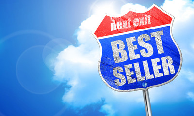 best seller, 3D rendering, blue street sign