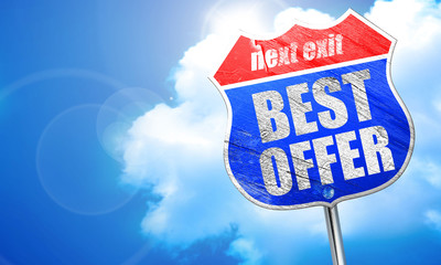 best offer, 3D rendering, blue street sign