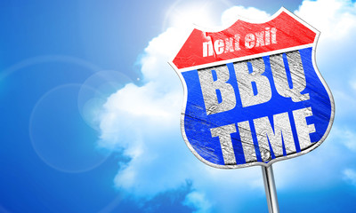 bbq time, 3D rendering, blue street sign