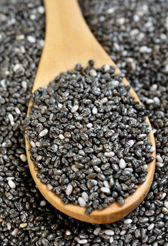 Wooden spoon with chia seeds