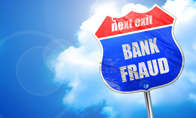 Bank fraud background, 3D rendering, blue street sign