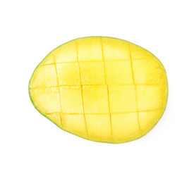 Sliced and cut mango fruit isolated