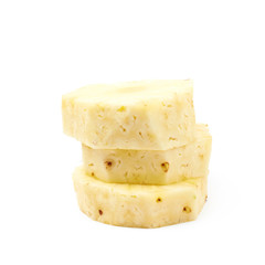 Pile of pineapple slices isolated