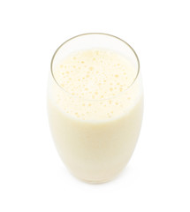 Glass filled with milkshake isolated